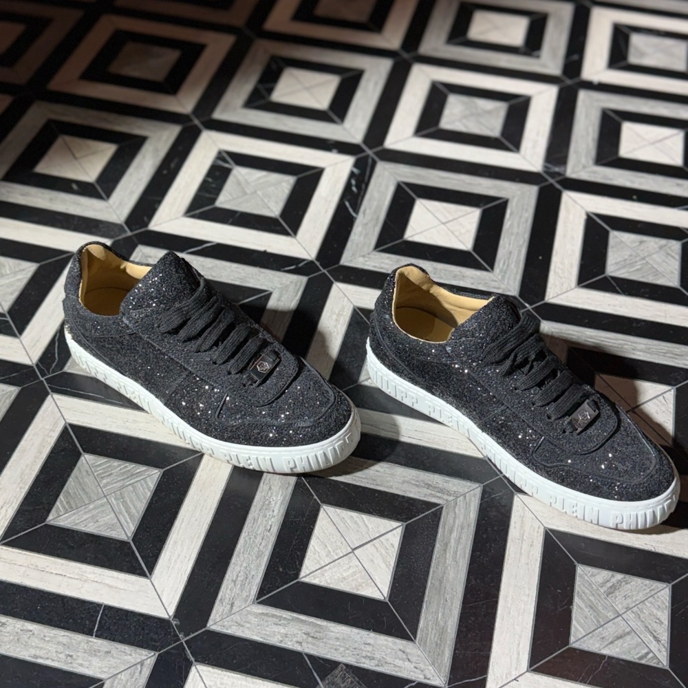 PHILIPP PLEIN‎ Black Glitter Skull Sneakers - Picture 5 of 10